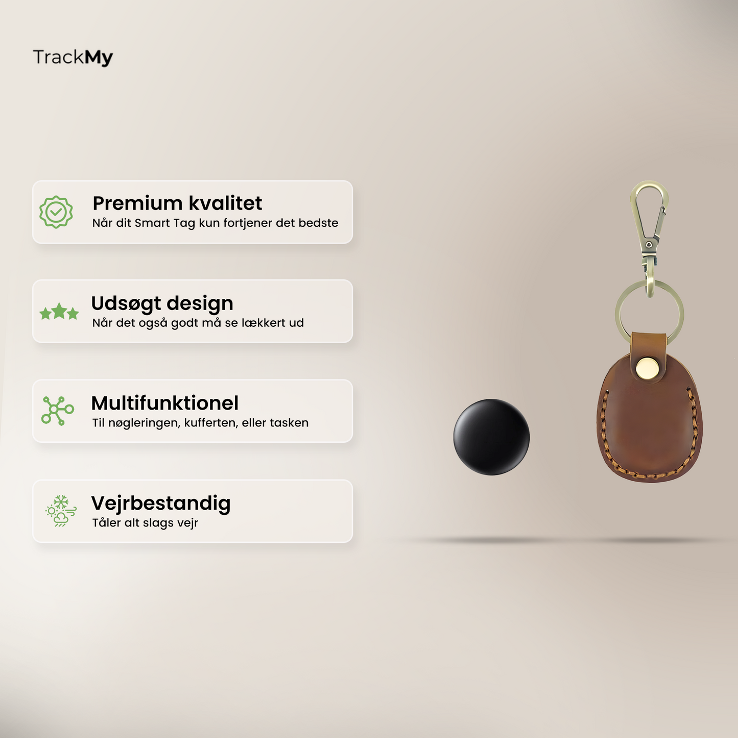 Tracking Tag + Premium Læder Etui - IOS